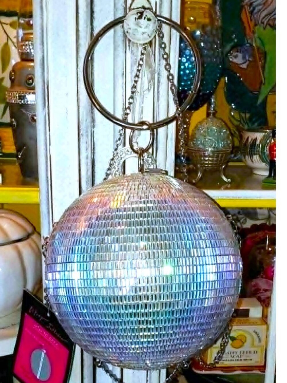 Betsey Johnson Kitsch Crossbody Glass Disco Ball Dancing Queen Bracelet Handbag - Picture 6 of 16